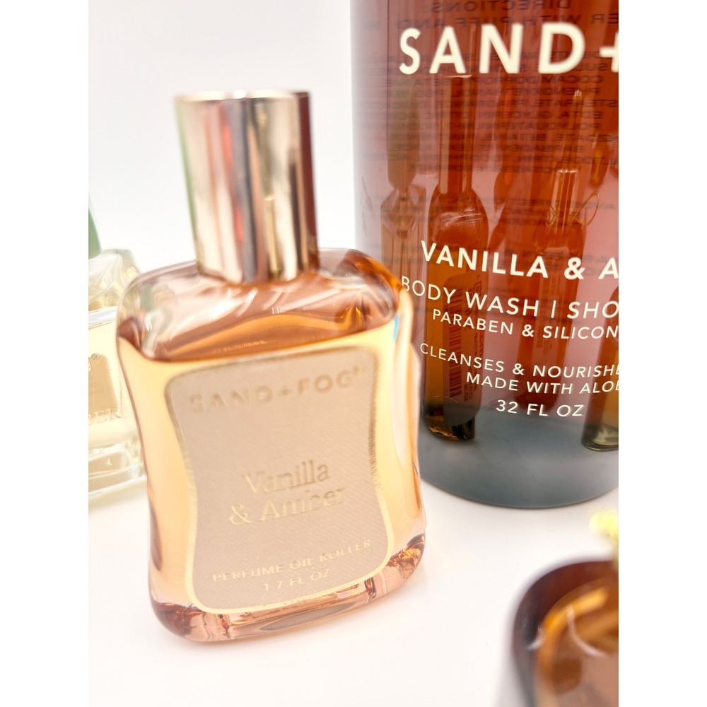Sand + Fog Vanilla & Amber Fragrance Set Body Wash Perfume Oil Hair Mist 6pc NEW - Picture 3 of 7